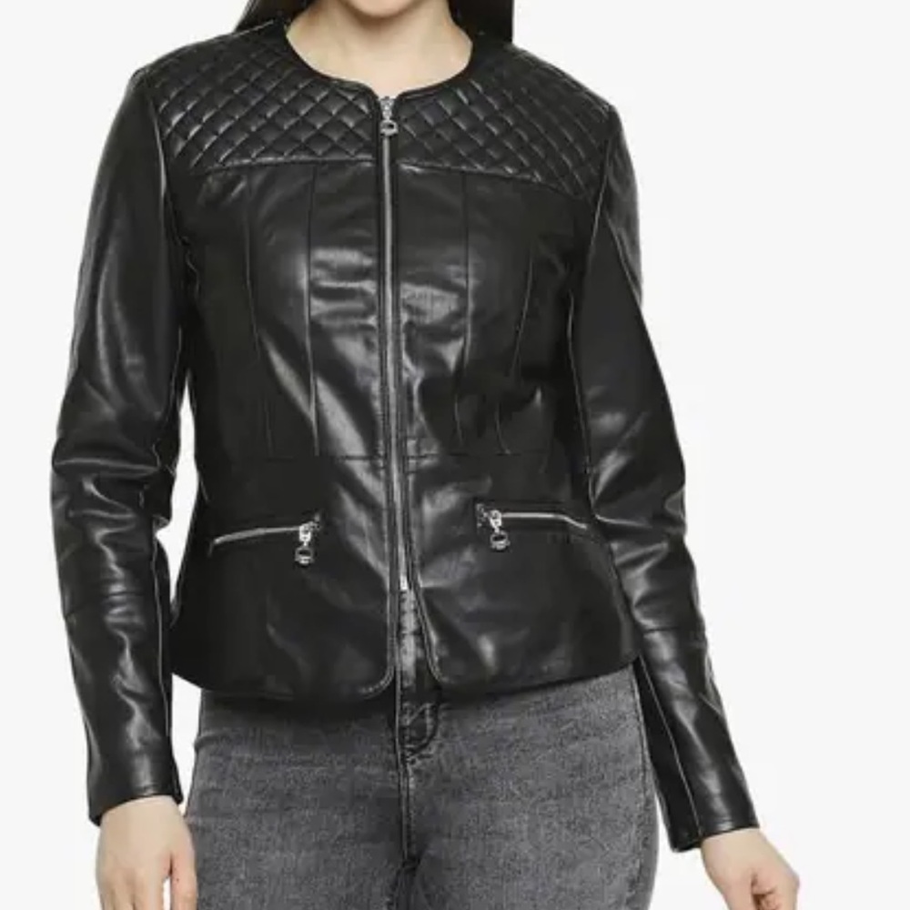 🌻NWOT • Zara Basic • Faux Leather Bomber Jacket •